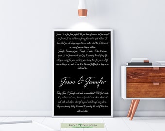 wedding vow wall art, custom wedding keepsake print, first anniversary gift, paper wedding gift, marriage vow print, custom wall art