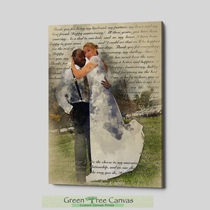First Dance Lyrics, Picture with Vows, Wedding Vows Canvas, Wedding Vows, 1st Anniversary Gift, Gift for Couple, Gift from groom to bride