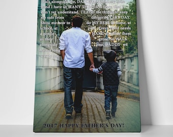 Custom Fathers Day, Walk with me daddy poem, Daddy gift from kids, Gifts from son, Father's Day Gift from son, Baby poem to guest