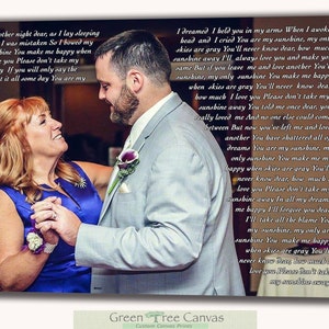 Mother of the groom gift, Wedding first dance, Personalized Gift for mom, Gift for mom from son, First dance lyrics canvas,