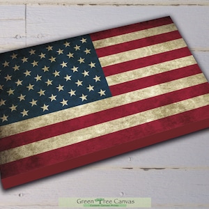 American Flag Wall art, Veterans Gift, Fourth of July, Ready to Hang, US Flag, Canvas Gallery Wrap, Independence day gift