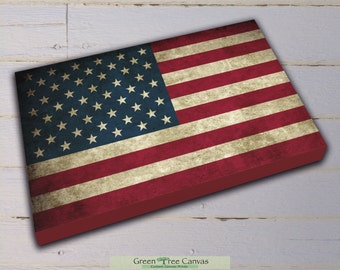 American Flag Wall art, Veterans Gift, Fourth of July, Ready to Hang, US Flag, Canvas Gallery Wrap, Independence day gift