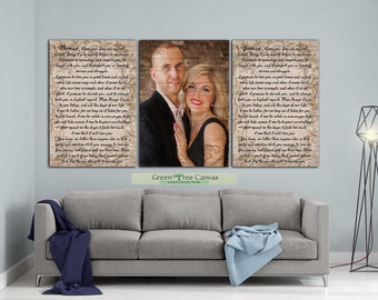 First Dance Lyrics, Picture and song lyrics, Picture with Wedding Vows, Picture wood effect, Wedding Anniversary, Husband Gift, Wife Gift