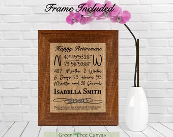 FRAMED Retirement Gift,50th Anniversary Burlap Art, Retirement Gift for Boss, Coworker, Retirement Sign, Personalized Retirement