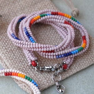 Regenbogen Rocailles Perlenhalskette Twisted Perlen Choker Handgewebter Schmuck für Mädchen