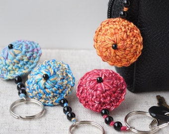 Boho Crochet Keychain: Tourmaline Stone Protection Amulet