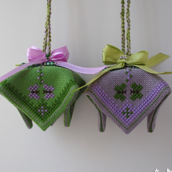 Embroidered butterfly Folk art ornaments Fabric hanging bell Ukrainian Sound souvenir Handmade bells Hand cross stitch Unique small gift