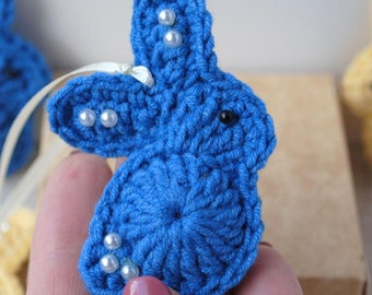 Small Bunny Crochet Hanging Ornaments Knitted decoration Ukrainian Easter Rabbit handmade