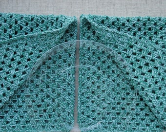 Rectangular crochet doilies Knit serving napkins Emerald green and light turquoise melange Knitted doily Boho table decor Crochet placemats