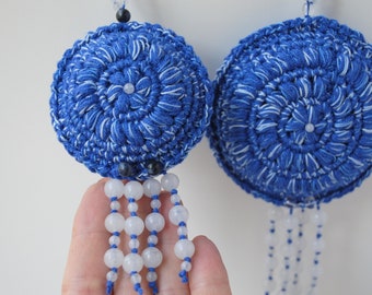 Crochet Mandala Car Hanging: Boho Energy Stone Ornament