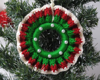 Adornos navideños de ganchillo para coronas, decoración para el árbol de Navidad, adorno colgante de ganchillo para el coche, pequeños regalos navideños tejidos a mano.