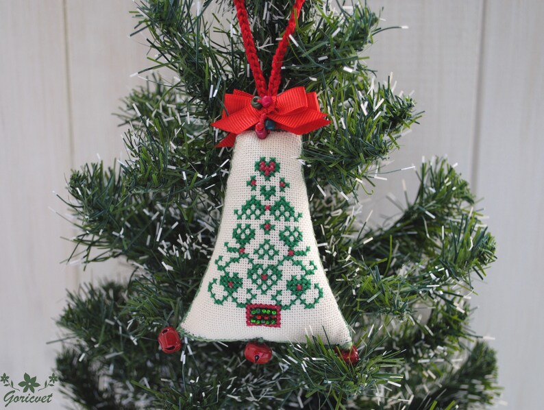 Hand Made Crochet Knitted White Bell Hang on Christmas Tree Decoration Set Of 4