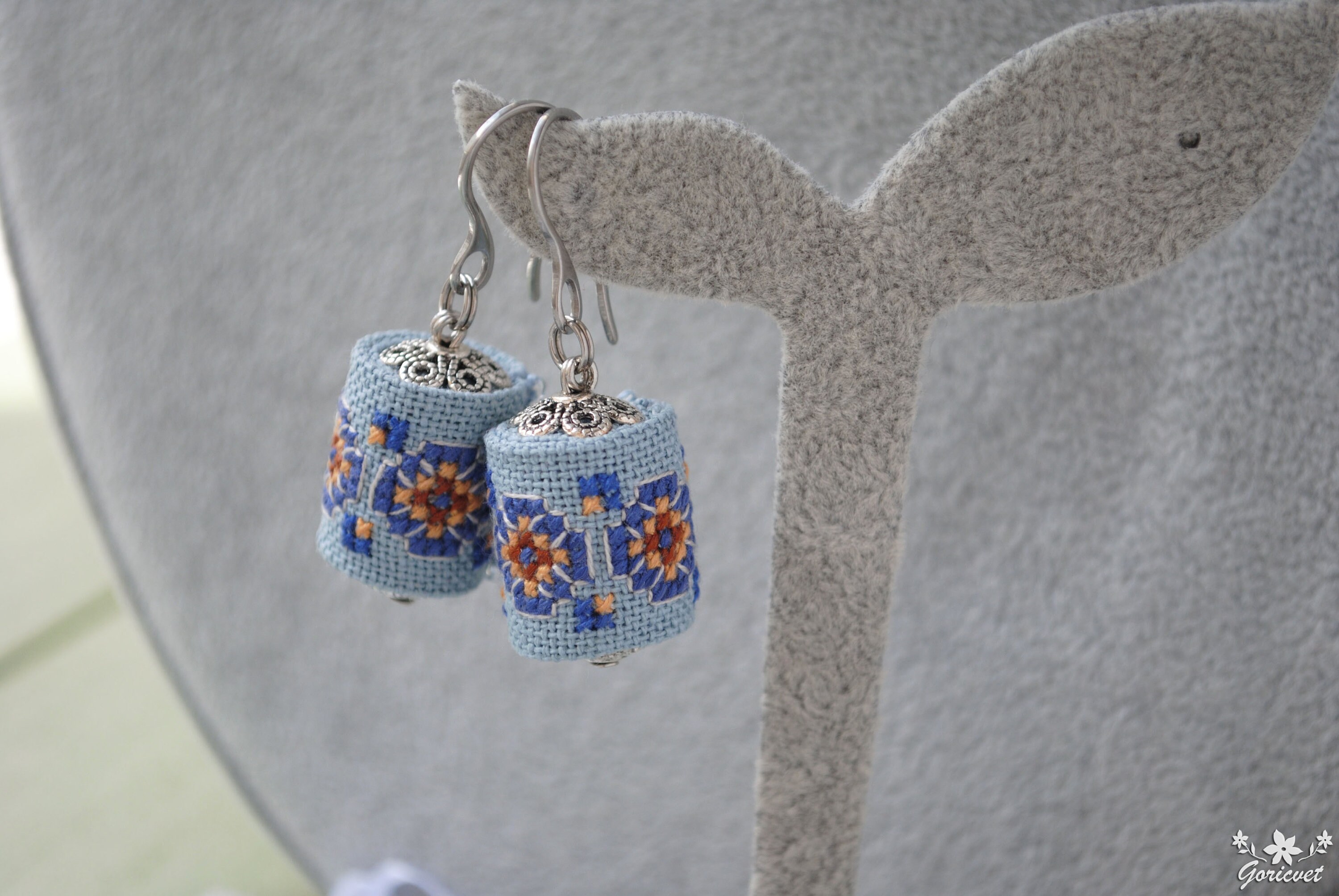 Ethnic Drop Earrings Colorful Embroidered Fabric Earrings Etsy Canada