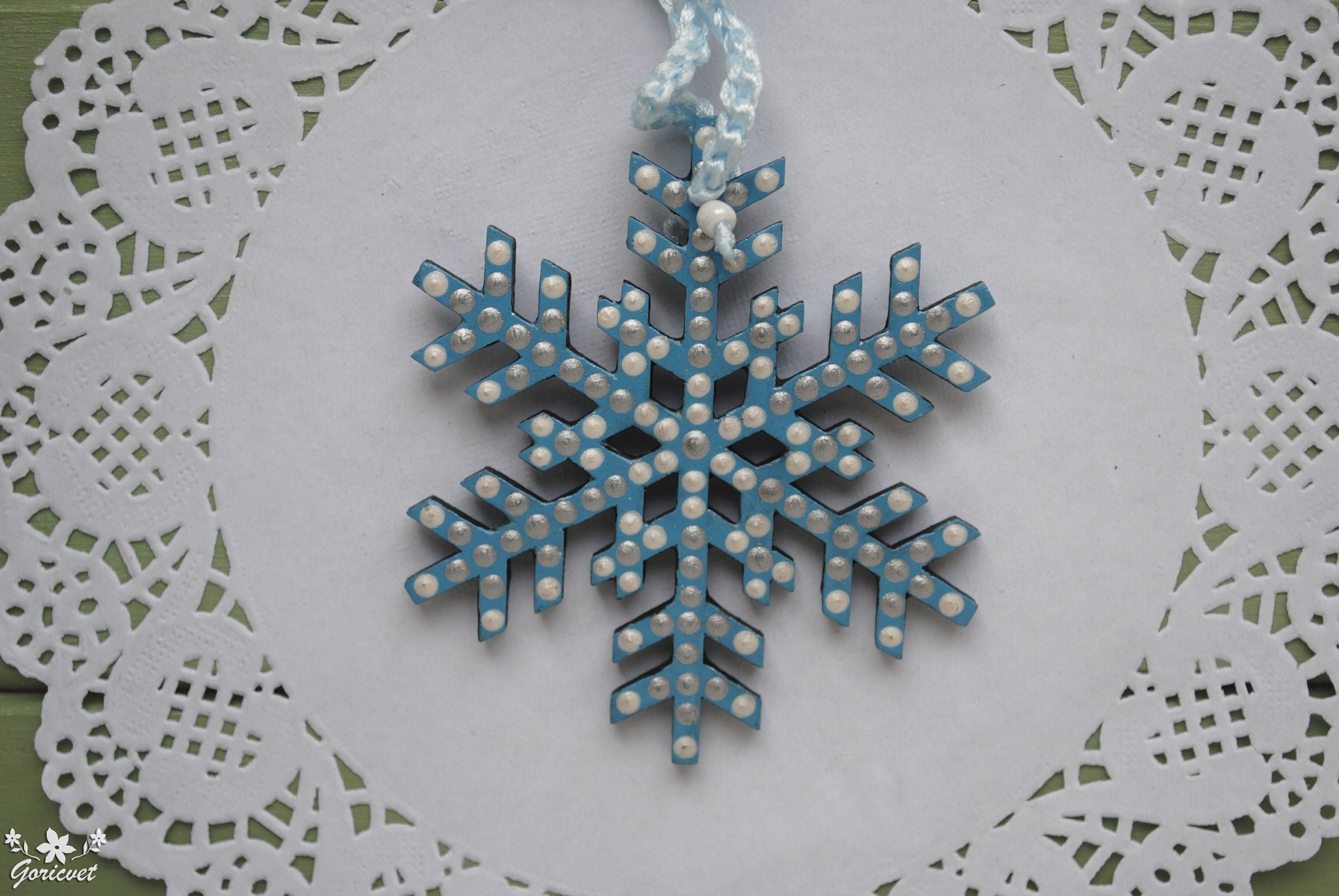 Wood Snowflake Ornaments Christmas Hanging Decoration Dot Painted