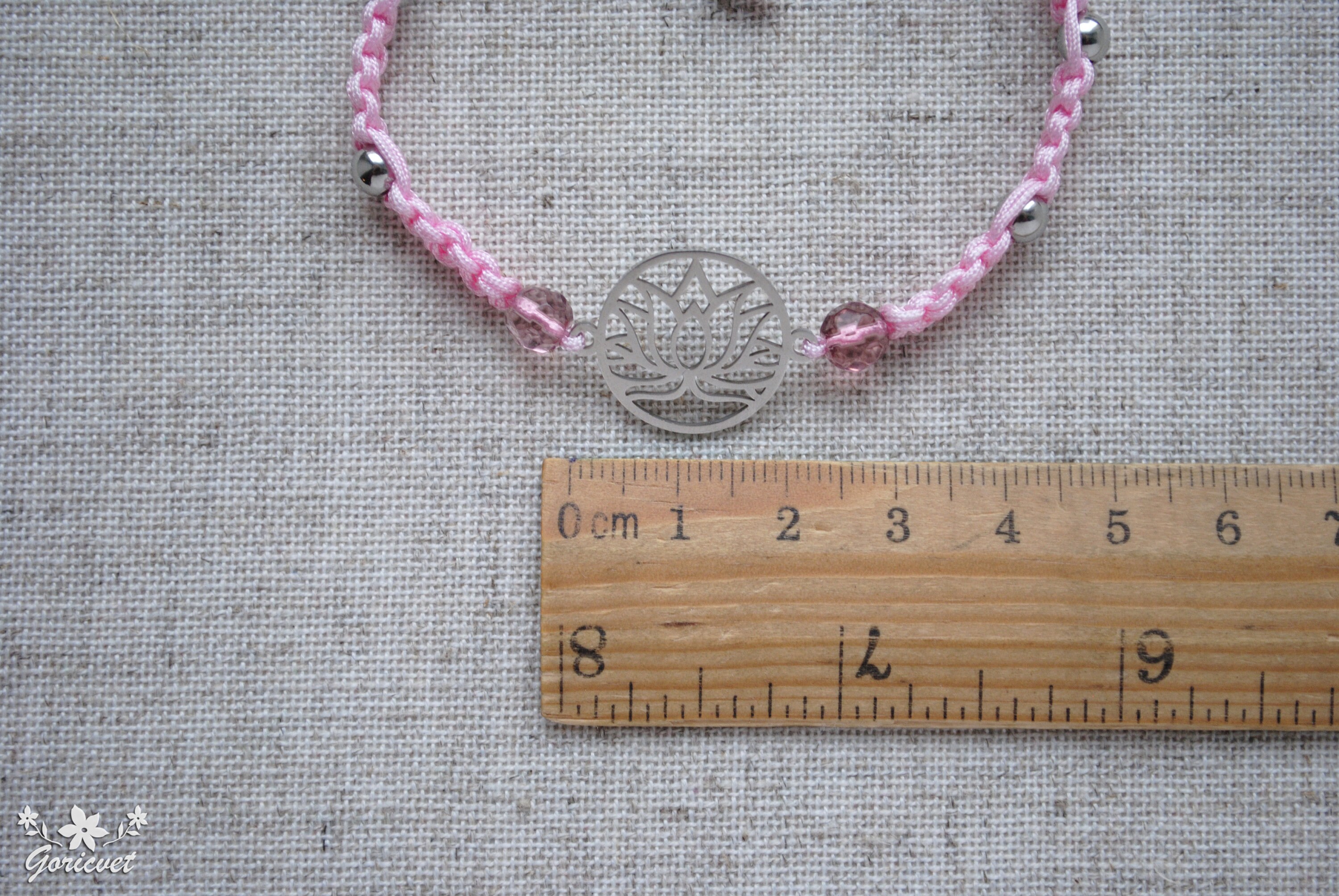 Bracciale Lotus Macramè Fatto A Mano - Regolabile Con Ciondolo Fiore Di Loto Oro Rosa E Nero - Confezione Regalo - 4