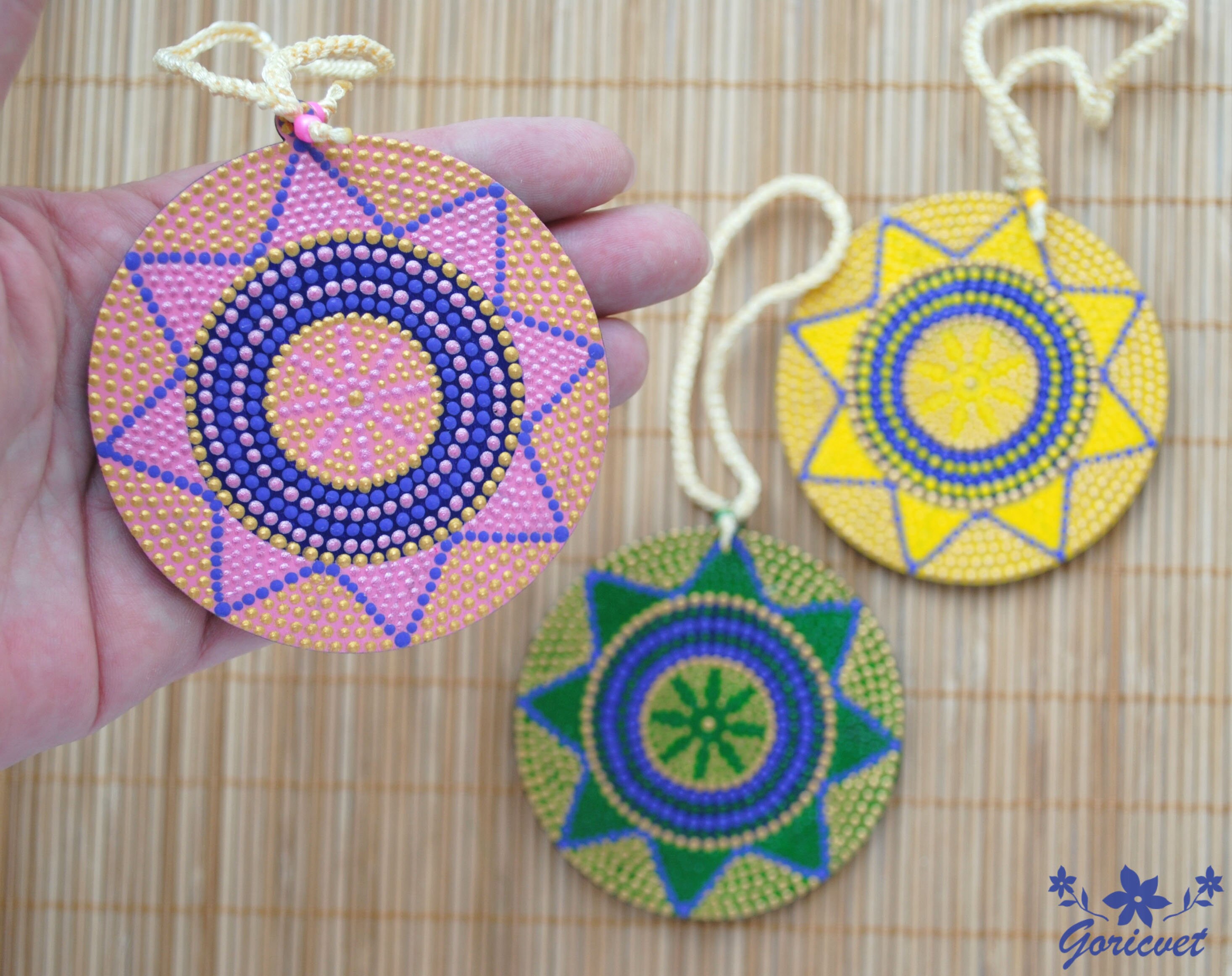 Christmas balls Holiday painted ornaments Wood hanging | Etsy