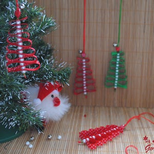 Christmas tree ornaments ribbon tree Decoration Polka dots ornaments Xmas decor Gift for coworker Christmas Gift for friends Small ornament image 4