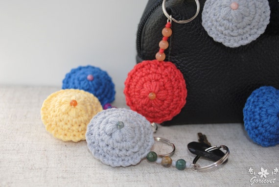 Crochet Gemstone Keychain: Boho Protection Amulet