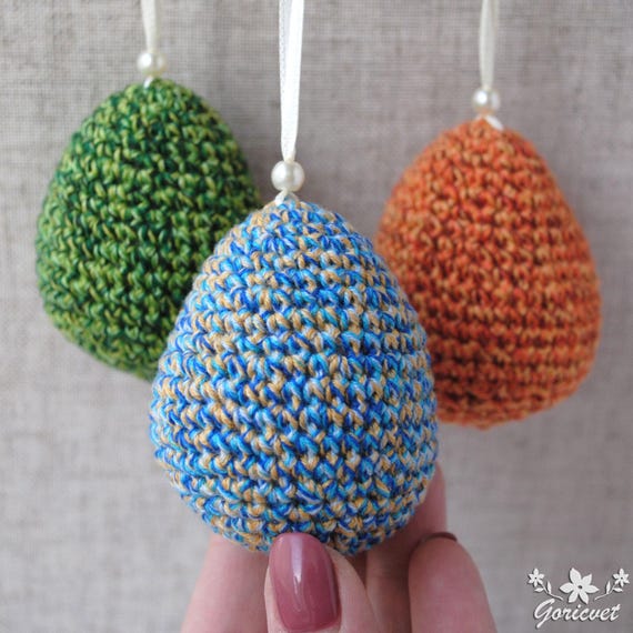 Crochet Easter egg Hanging ornaments Knitted decoration Ukrainian gift