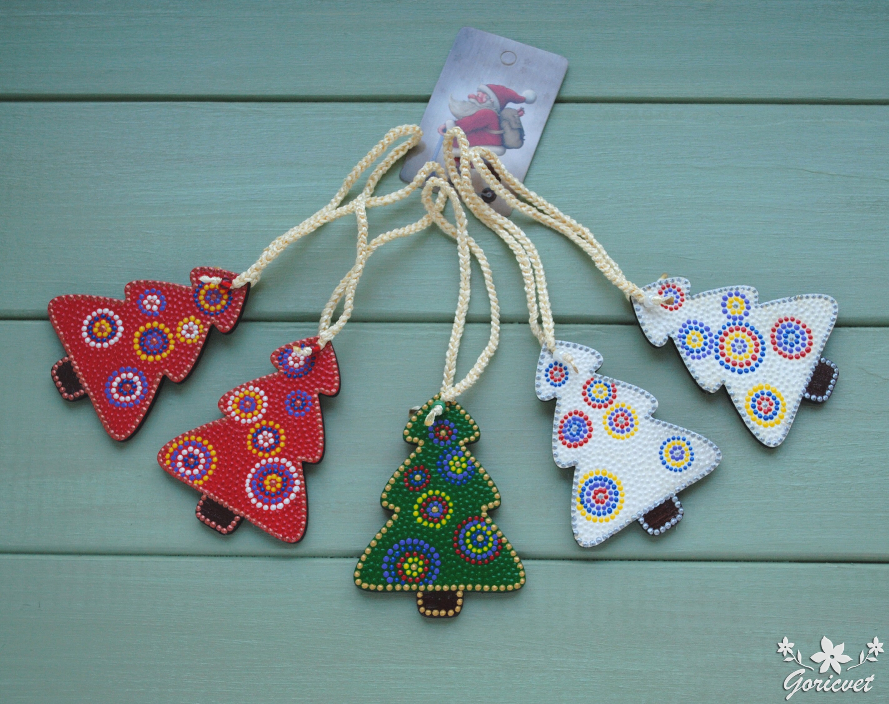 Small Christmas tree ornaments Wooden tree decoration Point Etsy