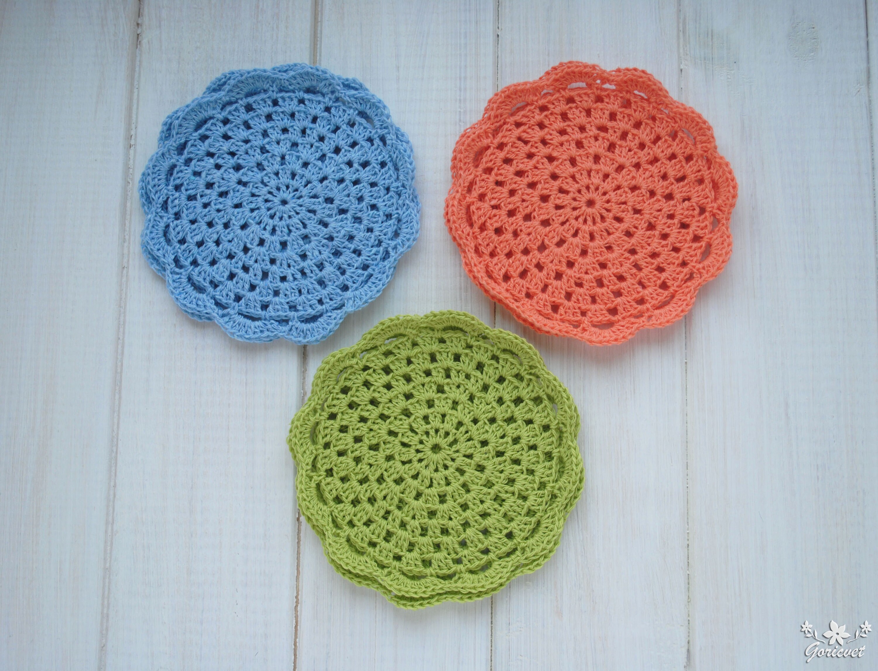 Crochet lace coasters cotton Delicate kitchen decor Colorful Etsy