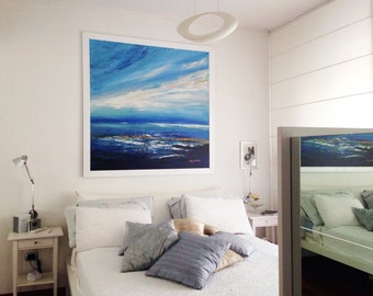 Blue & Light Blue Seascape Digital Painting – 140 x 140 cm- cm Printable Ocean Art – JPEG Download