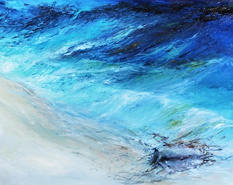 Oil Painting, Sea Canvas, Painting Oil, Painting On Canvas, Original Oil Painting, One Piece Unique, art, suggestive view, blue art