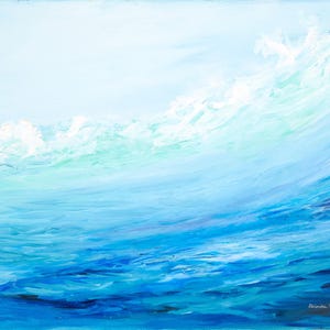 Original Oil Painting “Wave of Inner Peace” – Abstract Ocean Movement 70x100 cm – Contemporary Meditative Art