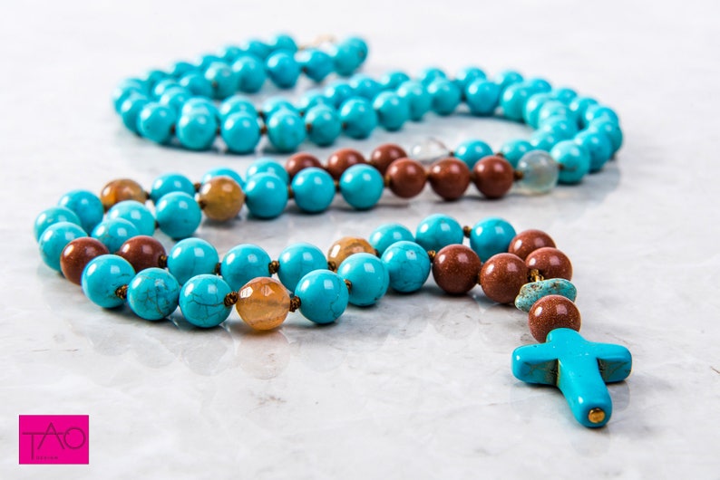Christian Necklace Cross Necklace Bead Necklace Spiritual Etsy
