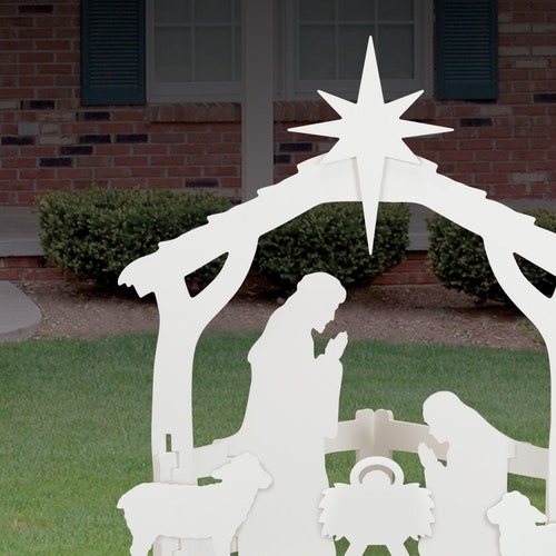 Large Outdoor White Nativity Scene Etsy
