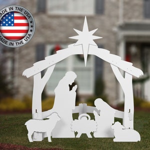 Large Outdoor White Nativity Scene