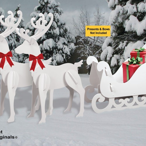 Allweather Large Reindeer White Sleigh Combo Etsy