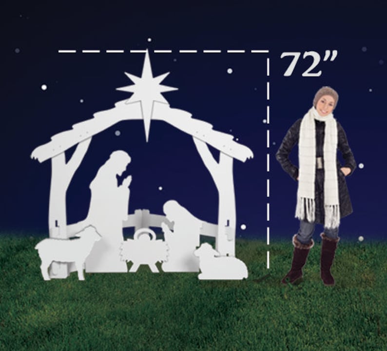 Large Outdoor White Nativity Scene Etsy