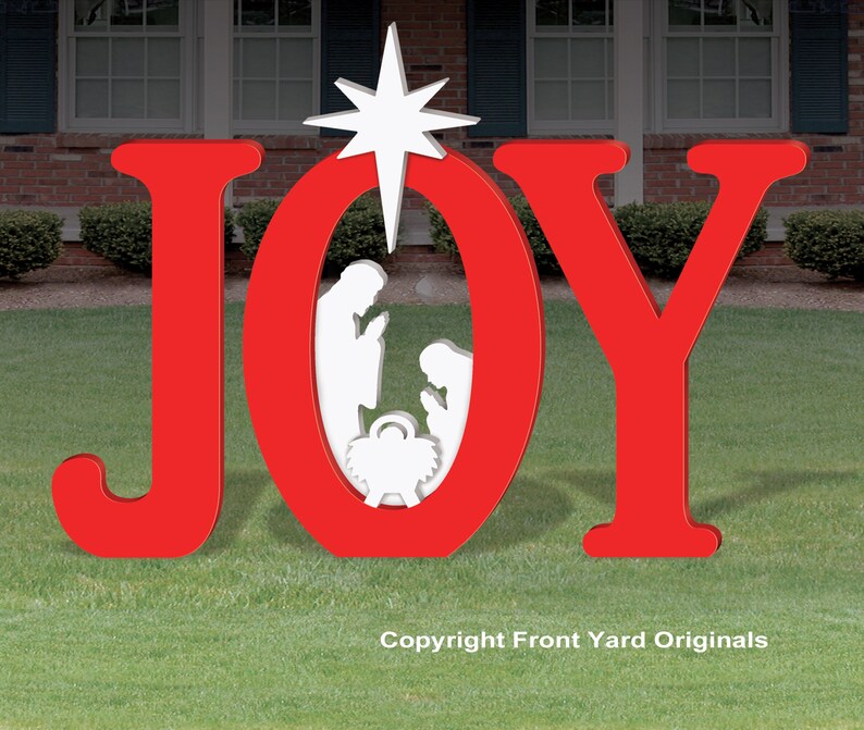 Outdoor Red Joy Nativity  Etsy
