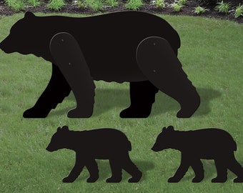 All-weather Black Bear and Cubs Display