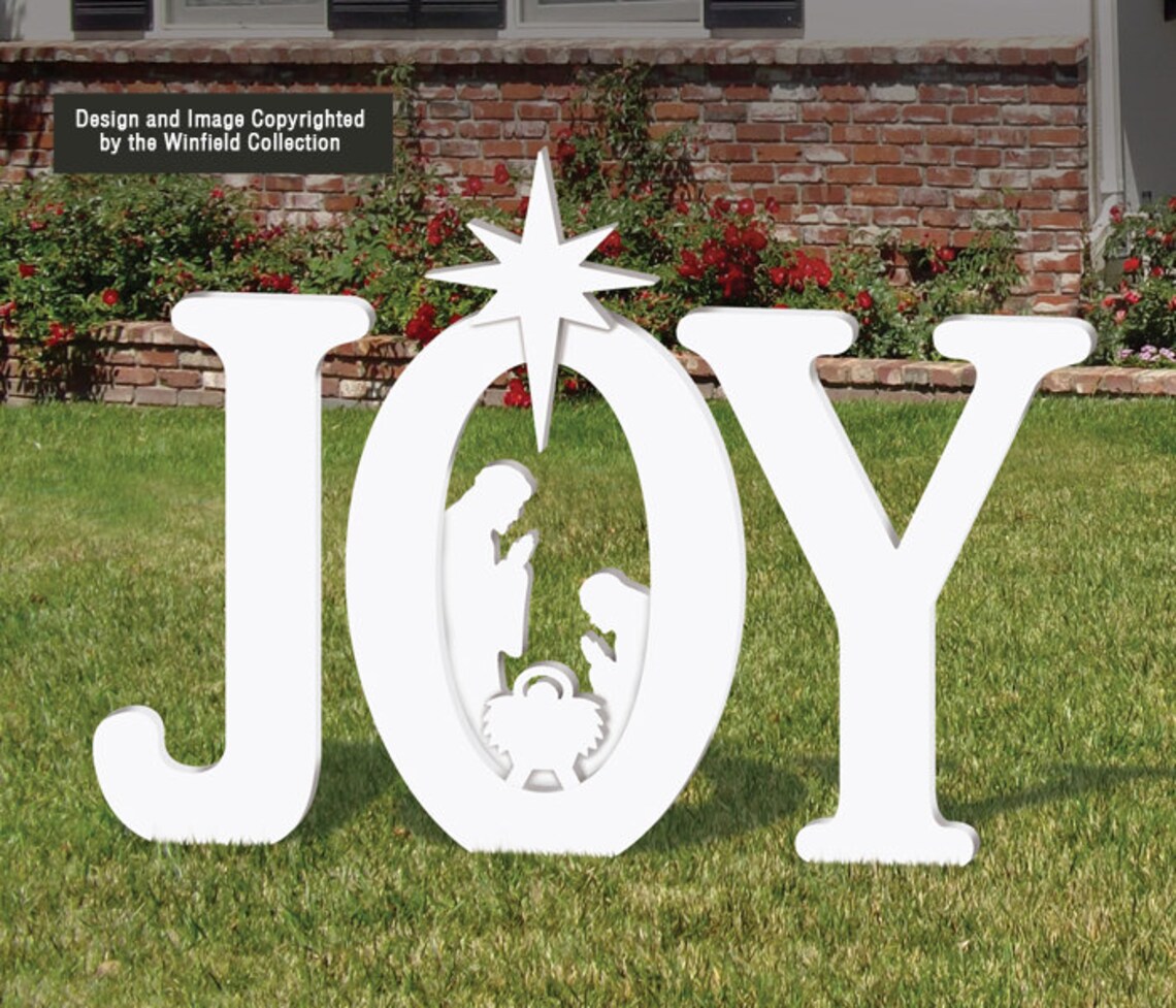 Outdoor White JOY Nativity made in USA Etsy