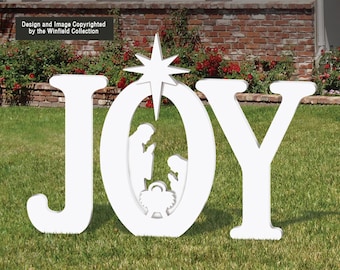 Outdoor White JOY Nativity **Made in USA**