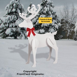 Single All-Weather Large White Reindeer Yard Display (Head-Up Deer)