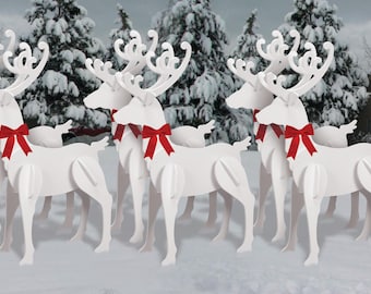 All-Weather White Sleigh + 8 Reindeer Combo
