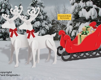 All-Weather Large Reindeer + Red Sleigh Combo