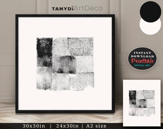 Brush Strokes Digital Abstract Painting 411 Black White Etsy