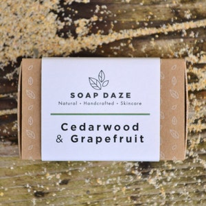 Cedarwood & Grapefruit soap, vegan, handmade, natural, zero waste, bar soap. Boxed, gift for her, gift for him. image 3