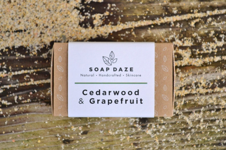 Cedarwood & Grapefruit soap, vegan, handmade, natural, zero waste, bar soap. Boxed, gift for her, gift for him. image 3