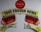Original Double Sided Coca-Cola Cut-Out Cardboard Advertisement circa 1954