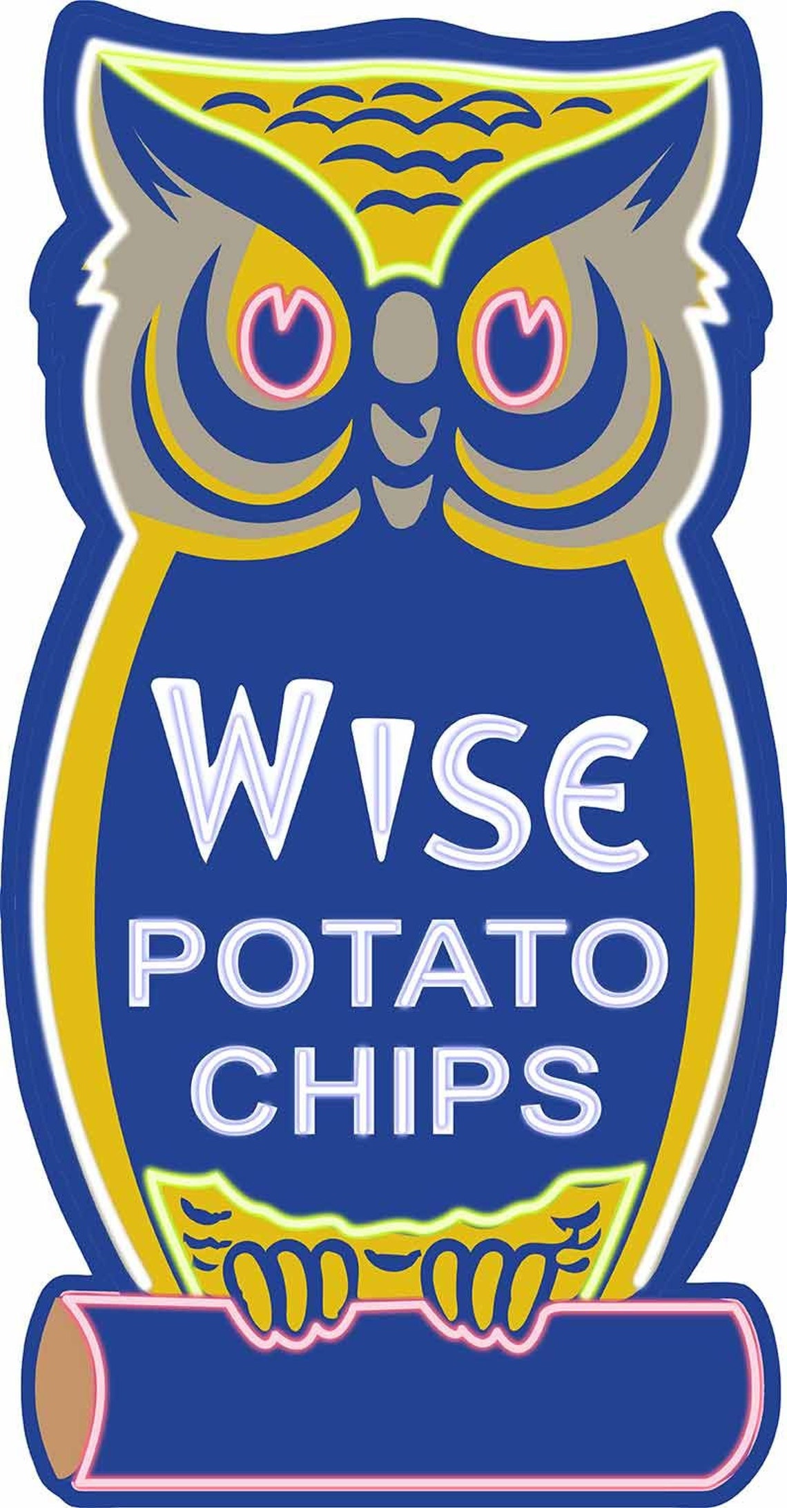 Wise Owl Potato Chips Neon Stylized Metal Sign Etsy
