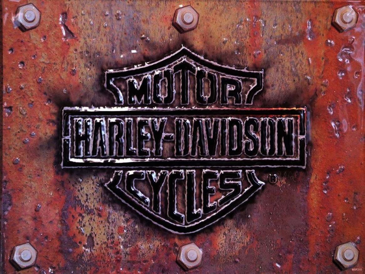 Rustic Harley-Davidson Motorcycle Logo Metal Sign | Etsy