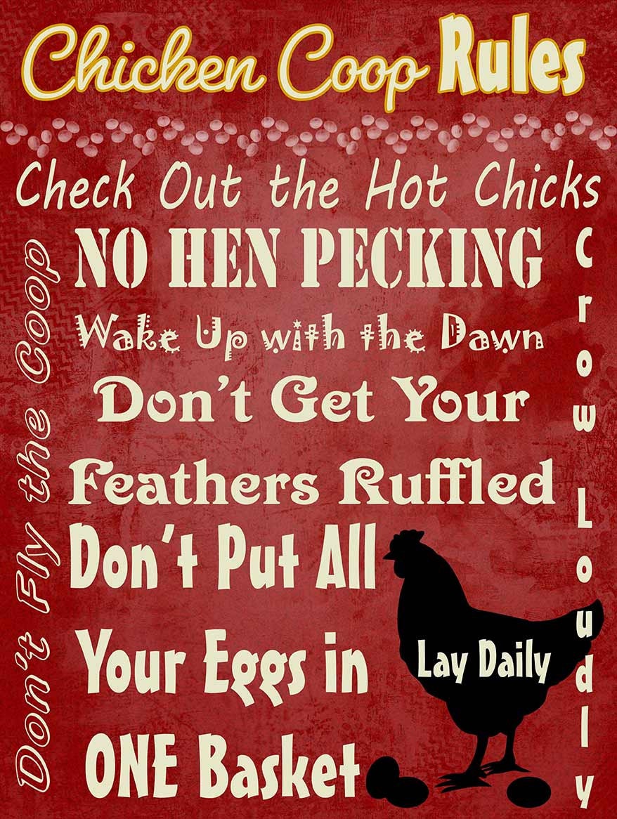 Chicken Coop Rules Hen Rooster Roost Poultry Farm Metal Etsy