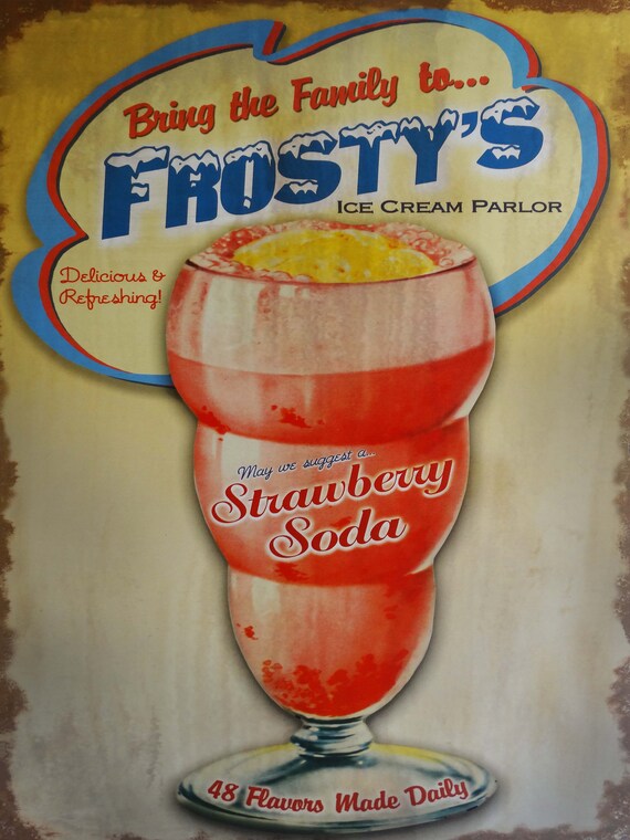 Frosty's Strawberry Soda Soda Fountain Ice Cream Retro Etsy