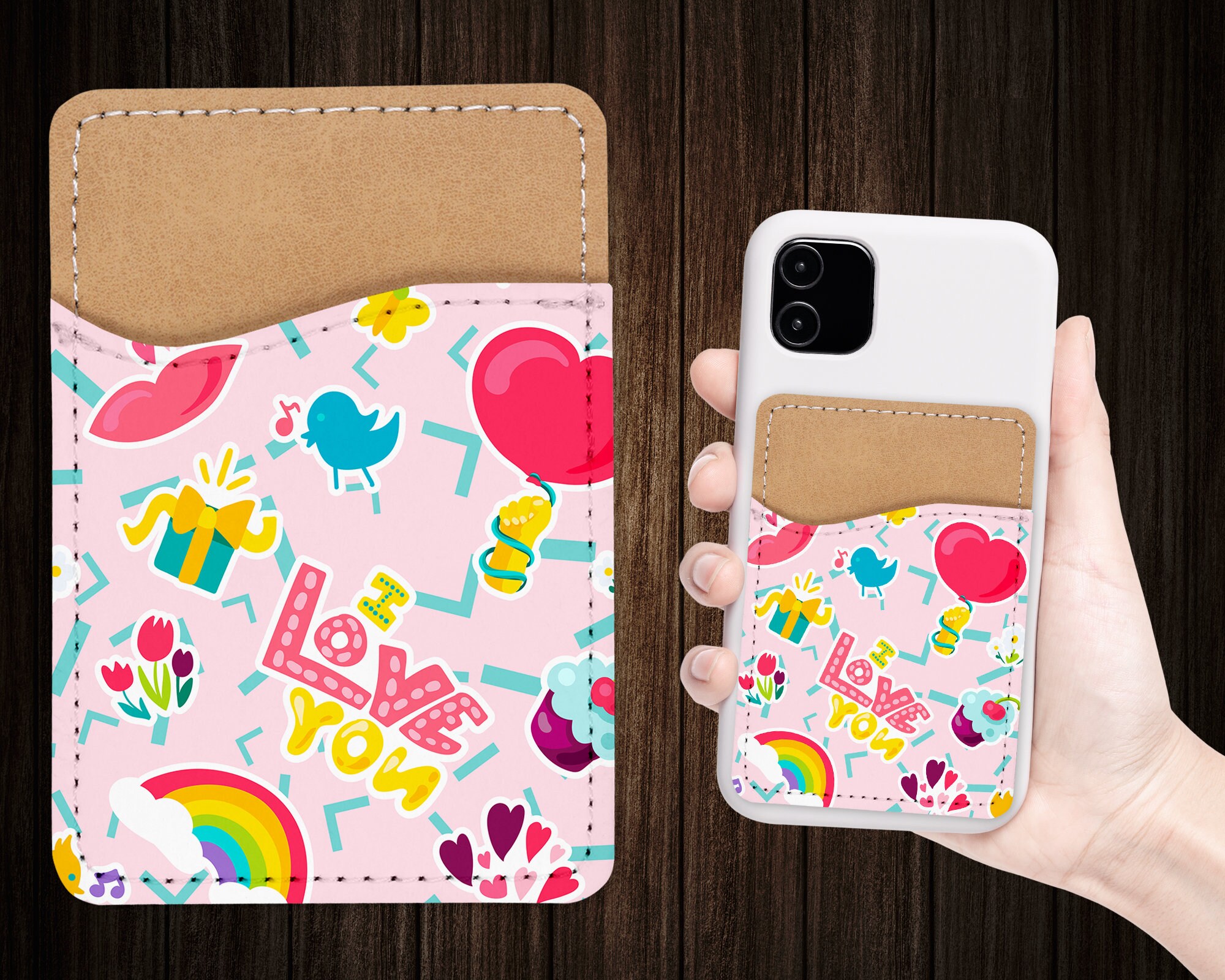 phone wallet sticker leather