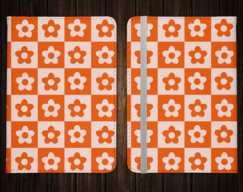 Funda para pasaporte con diseño de flores retro y estilo moderno: billetera de cuero sintético de los años 70 y 80, tarjetero para documentos, regalo personalizado